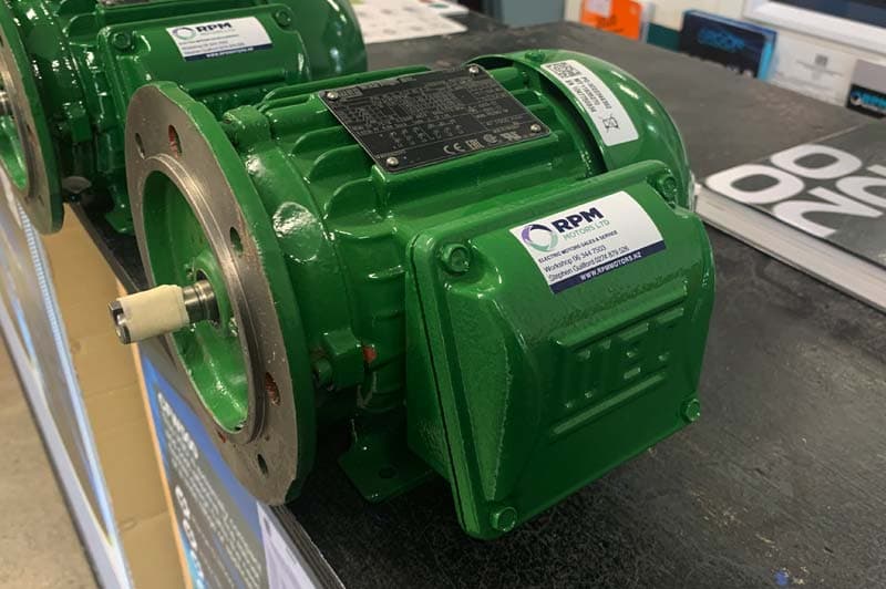 Serviced WEG motors carrying RPM Motors identification plates